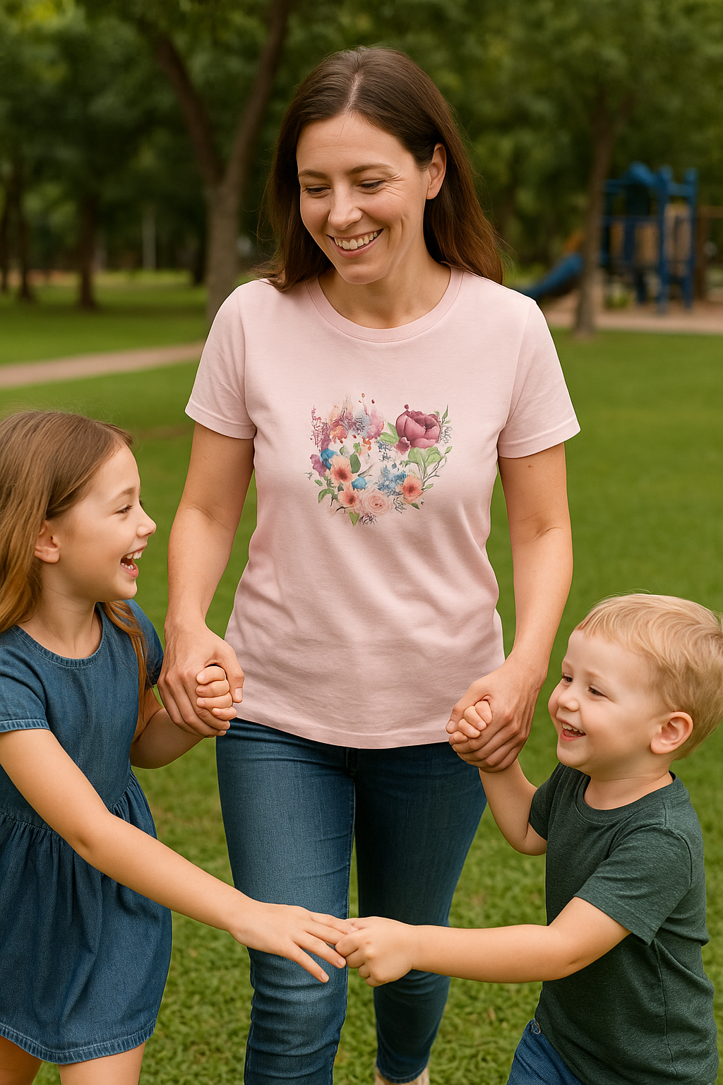 Cotton T-shirt with an elegant floral design