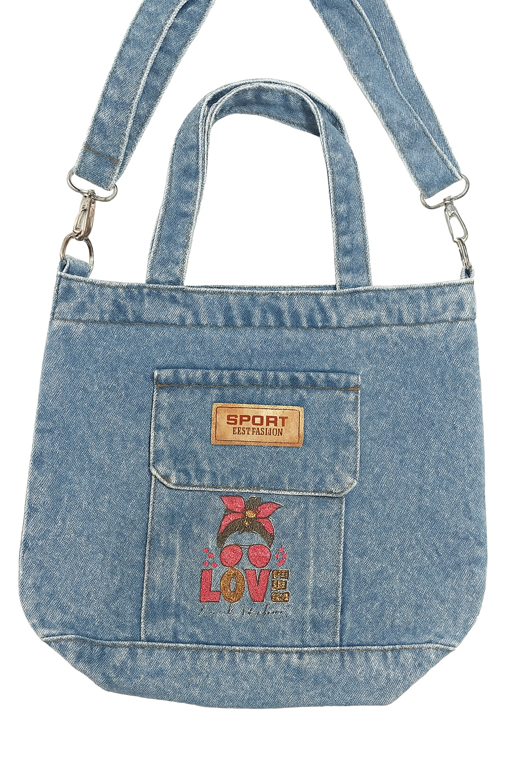 Denim Tote Bag – LOVE Design 💙