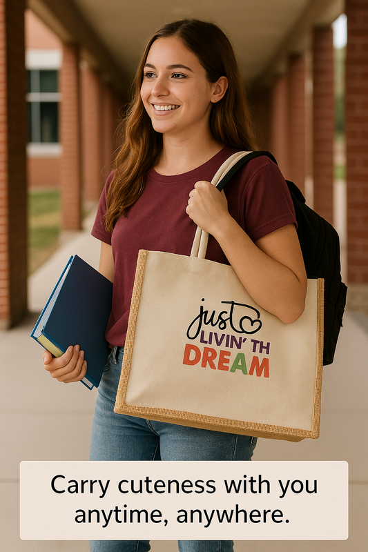 Just Livin’ the Dream – Eco Jute Tote Bag for Everyday Motivation