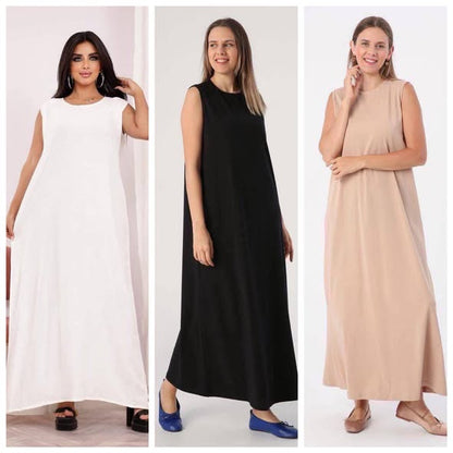 *DM for orders* 🔥 Can’t decide what to wear under your kimono or cardigan? Here’s the solution 👗 Basic Crepe Dress — light, comfy & elegant ✨ 🖤 Colours: White / Black / Beige 📏 Sizes: XL & 2XL 📩 Limited stock — order yours now