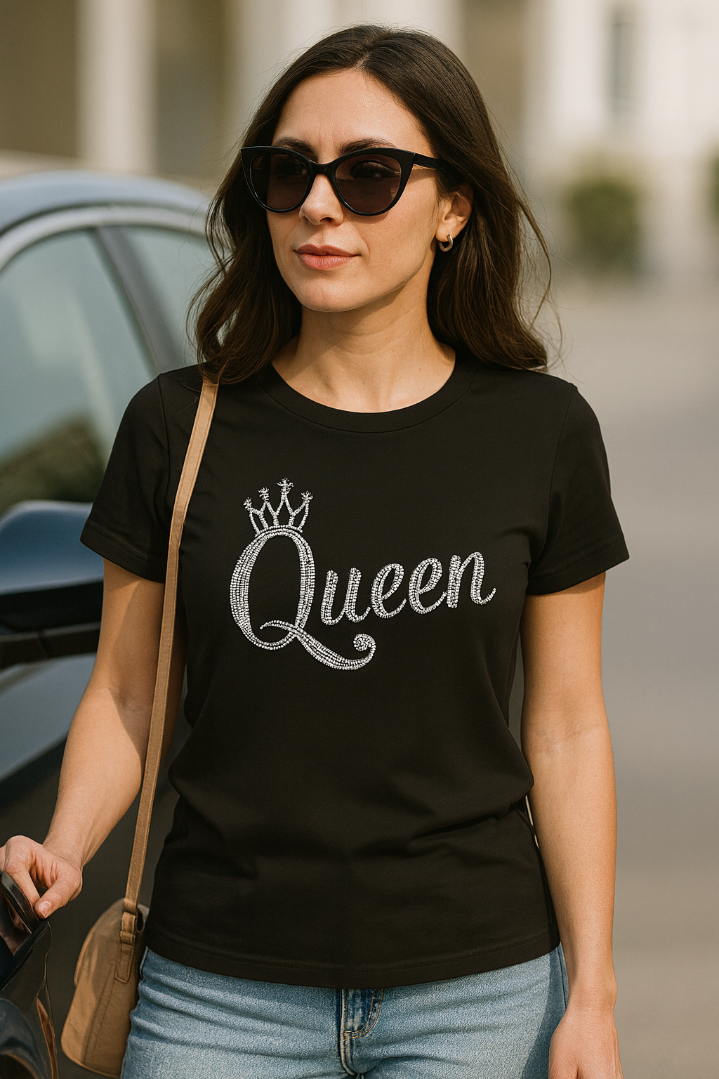 Queen Rhinestone T-Shirt – Shine with Confidence 👑