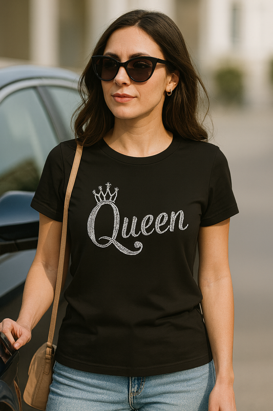 Queen Rhinestone T-Shirt – Shine with Confidence 👑