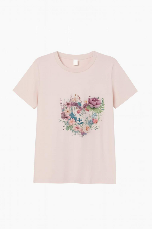 Cotton T-shirt with an elegant floral design